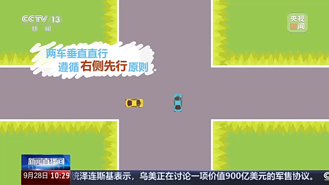 國慶中秋假期交通安全提示_出行提示_無(wú)信號燈路口通行規則