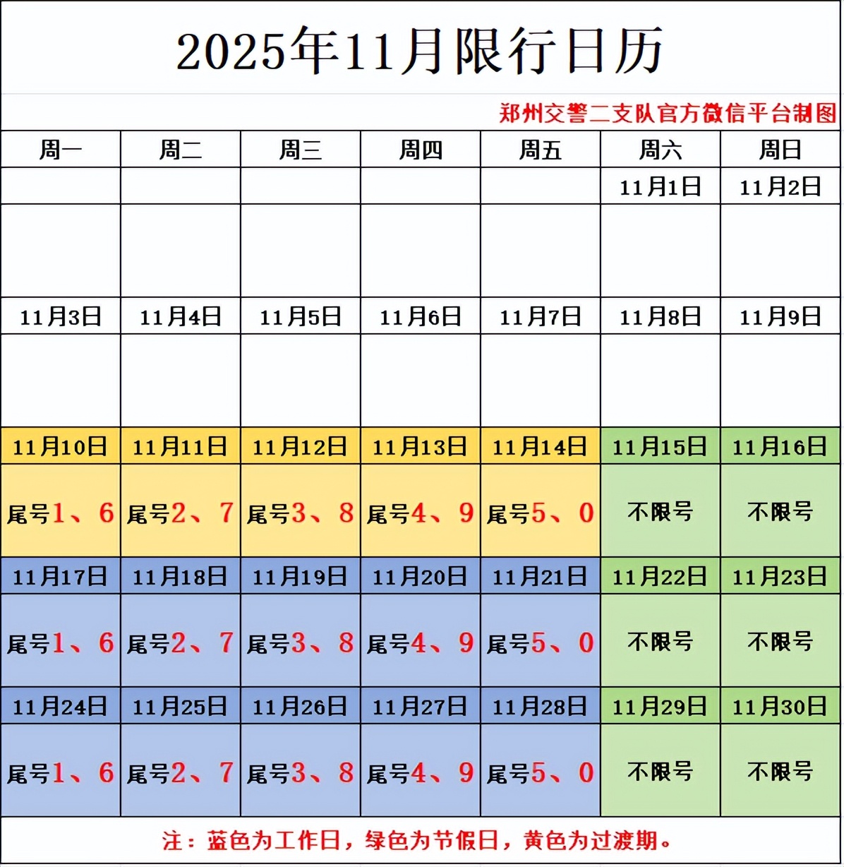 鄭州機動(dòng)車(chē)尾號限行政策 2025年鄭州限行時(shí)間表 鄭州市三環(huán)以?xún)认扌蟹秶鷂限行